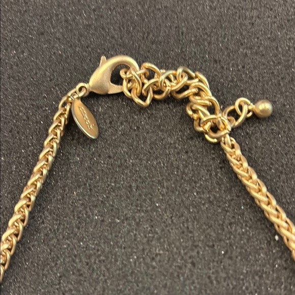 Chico's Gold Crescent Necklace with Textured Metal - Picture 2 of 3
